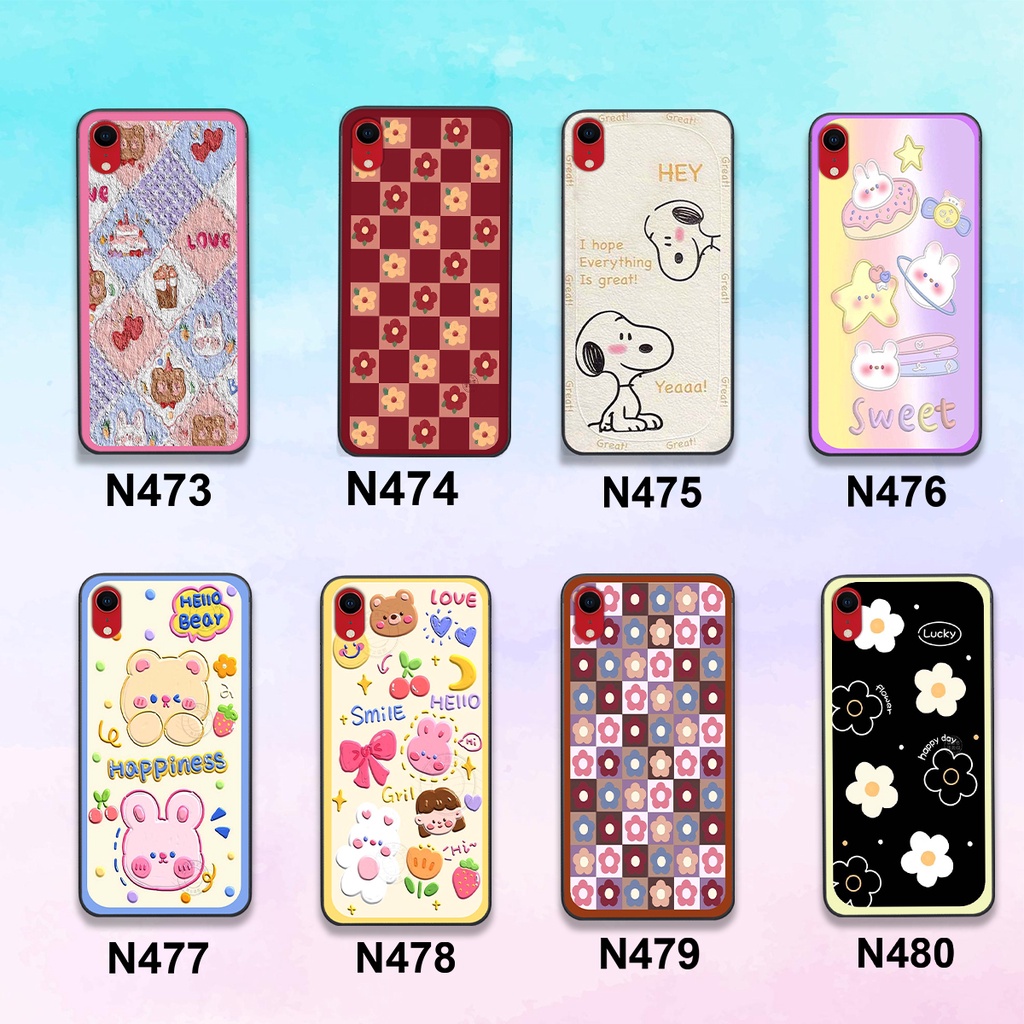 Ốp Iphone XR bộ hình cute dễ thương gấu thỏ xinh xắn vẽ tay lạ mắt