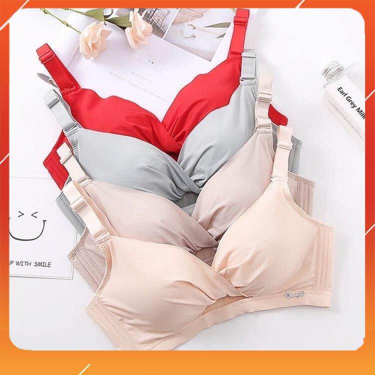 Áo lót nữ cotton lụa cao cấp không gọng ôm gọn và nâng đẩy ngực đệm mút dày xoắn ngực A9756