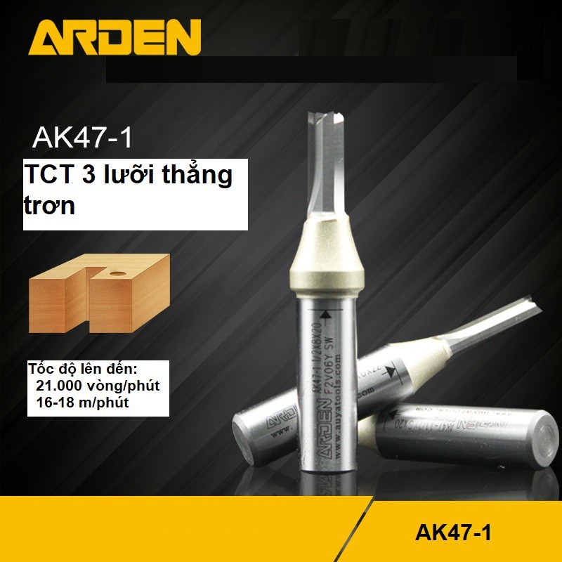 ARDEN AK47-1 - Mũi dao CNC 6.0mm cắt phá 3 lưỡi thẳng trơn TCT