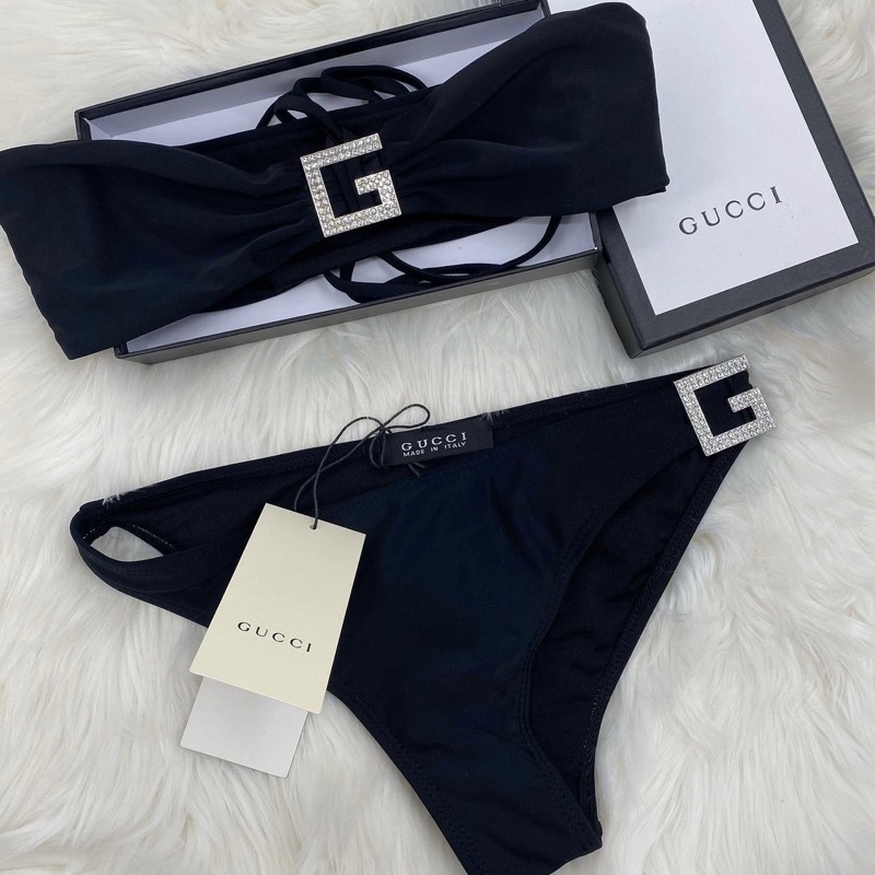 [BKN1259] &lt;BRAND&gt; SET BIKINI ĐEN GCC KHUY ĐÁ (KHÔNG MÚT)