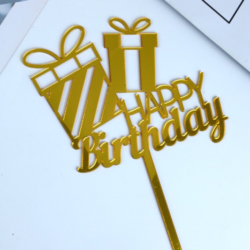 Que cắm mica happy birthday - set 10 cái