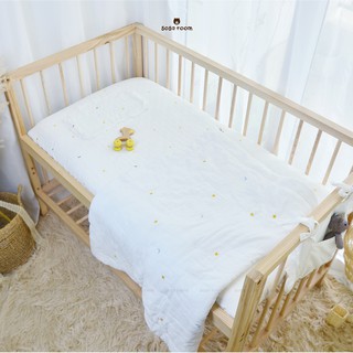 Bộ ga bọc nệm cũi, gối, chăn/mền cho bé, vải gạc 6 lớp bông hữu cơ