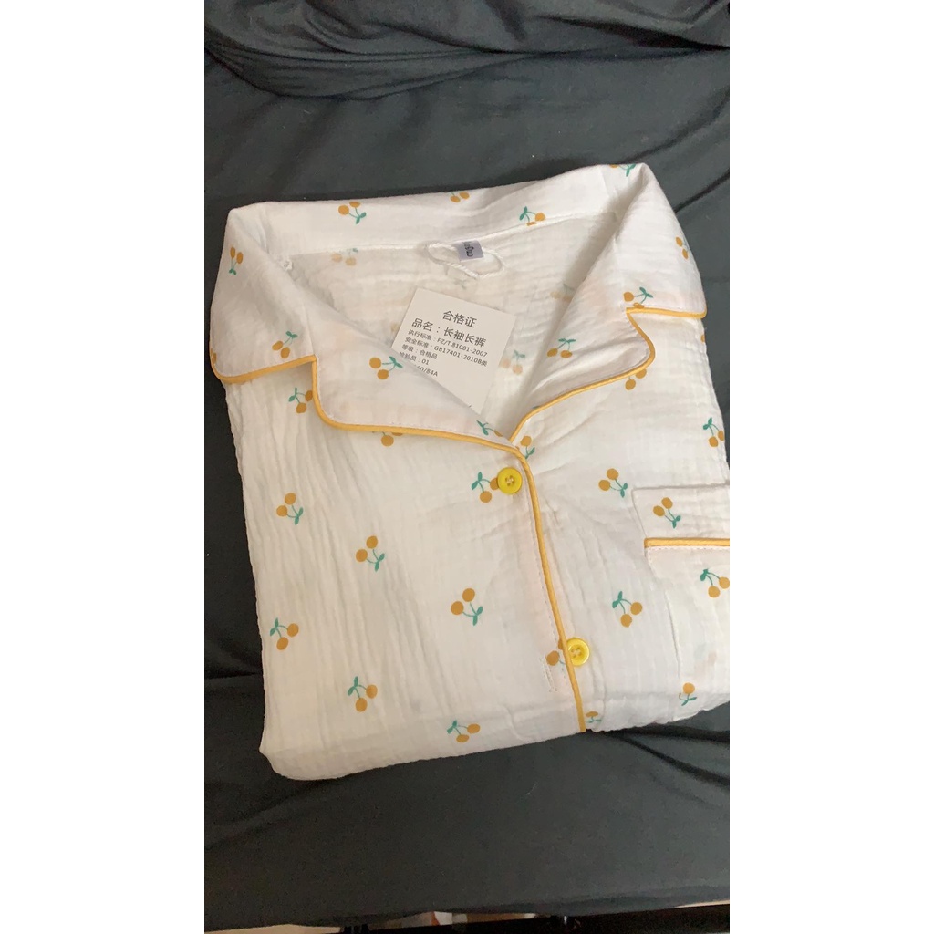 [Order - có ảnh thật] Bộ đồ ngủ nữ mặc ở nhà chất xô muslin hình quả cam Ulzzang | BigBuy360 - bigbuy360.vn