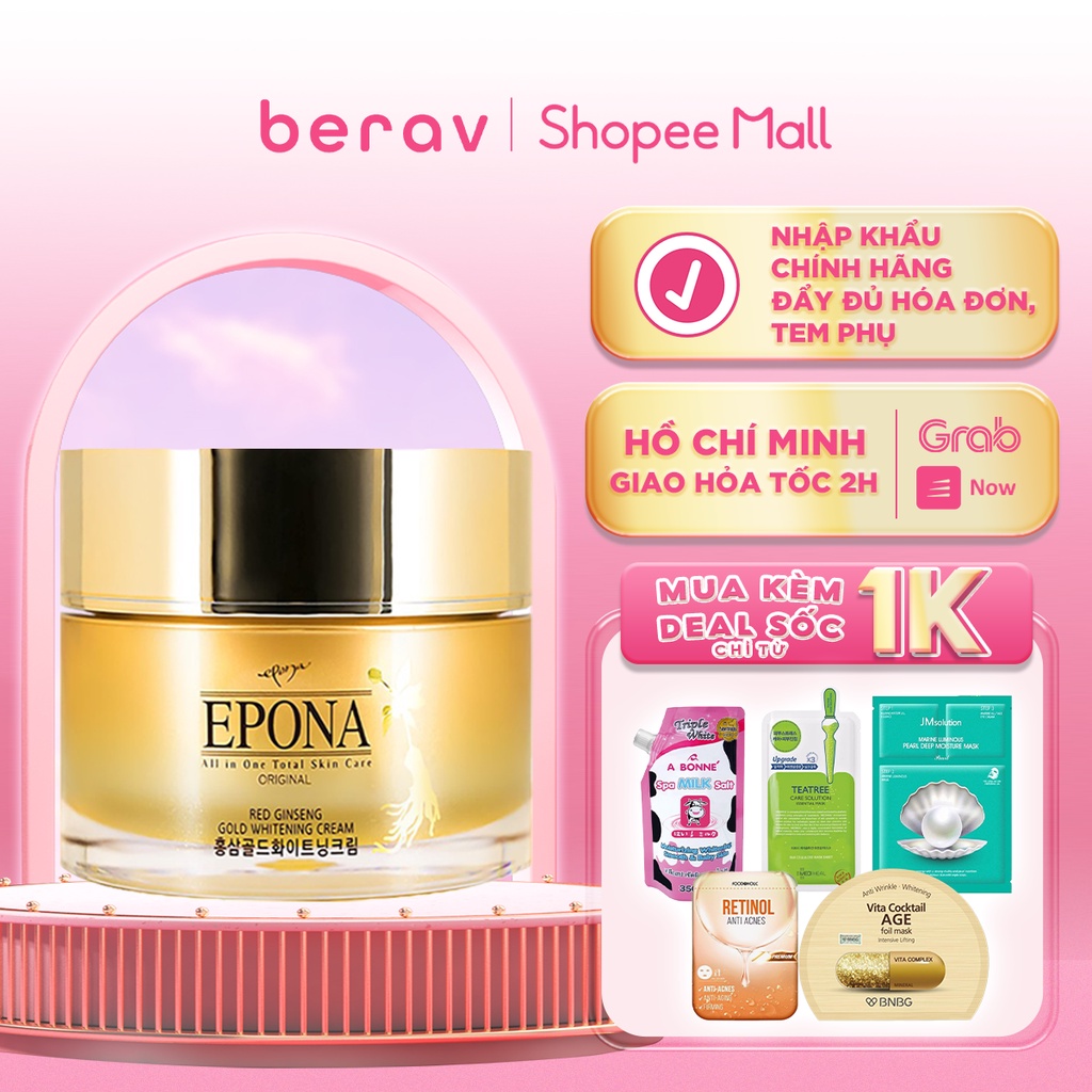 [EPONA VÀNG] Kem dưỡng EPONA dưỡng trắng mờ thâm nám, mờ nếp nhăn chiết xuất hồng sâm Red Ginseng Gold Whitening 50ml