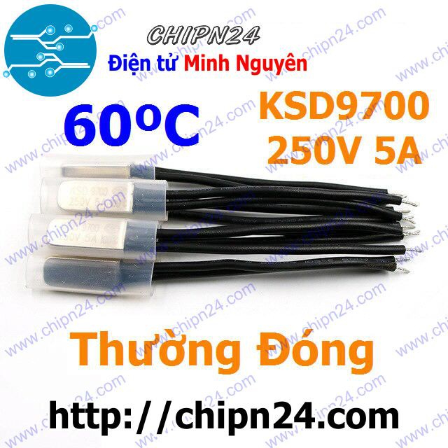 [1 CÁI] Cầu Chì Nhiệt KSD9700 Thường Đóng 60 Độ Kim Loại (5A 250VAC) (9700TD60)