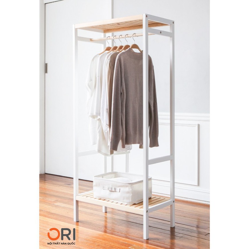 TỦ TREO QUẦN ÁO HÀN QUỐC - SHELF HANGER 2F WHITE NATURAL