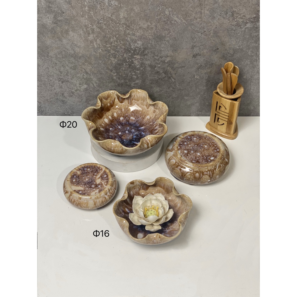 Bát sen thả hoa Minh đường tụ thuỷ ( 4 màu - 4 size 16- 20-24-30CM)