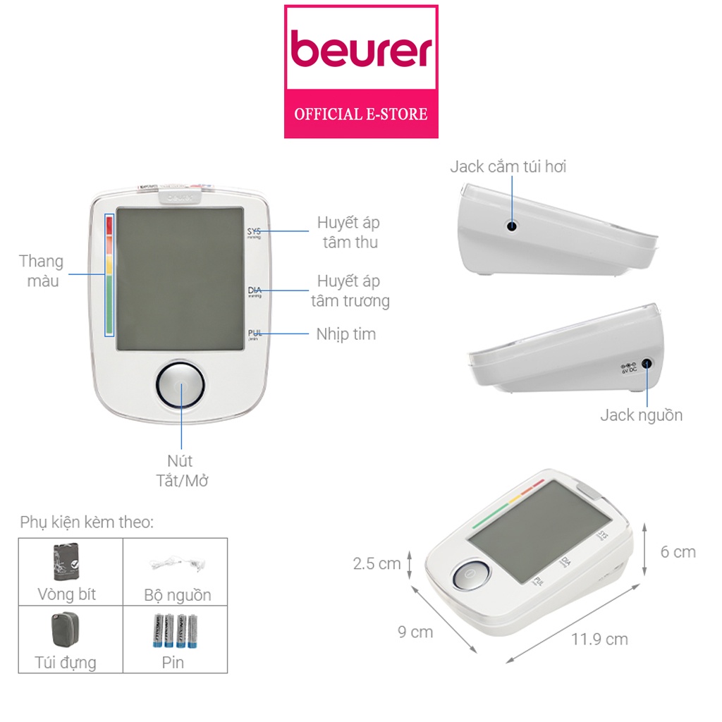 [THƯƠNG HIỆU ĐỨC] MÁY ĐO HUYẾT ÁP BẮP TAY BEURER BM44 - BẢO HÀNH 3 NĂM