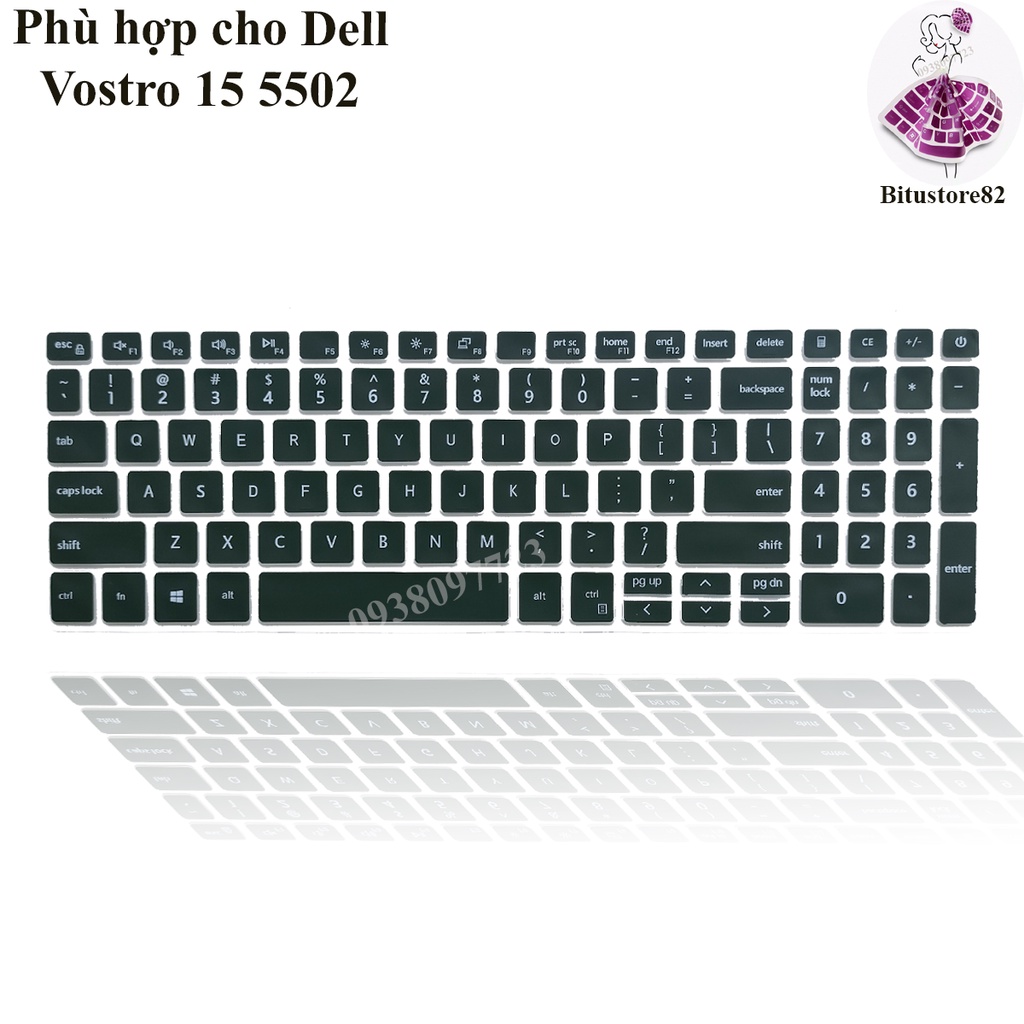 Ốp bàn phím dành cho laptop Dell Vostro 15 5502 - Miếng, tấm silicon bảo vệ che, phủ, đậy, lót bàn phím