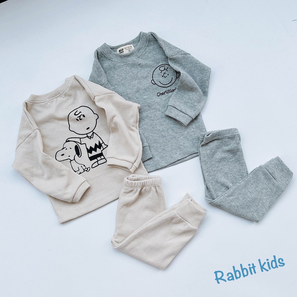 Đồ Bộ Dài Tay Bé Trai Bé Gái 8 – 20kg💝FREESHIP💝Quần Áo Thu Đông Cho Bé Nằm Điều Hoà Chất Cotton Tổ Ong Mềm Mại Ấm Áp