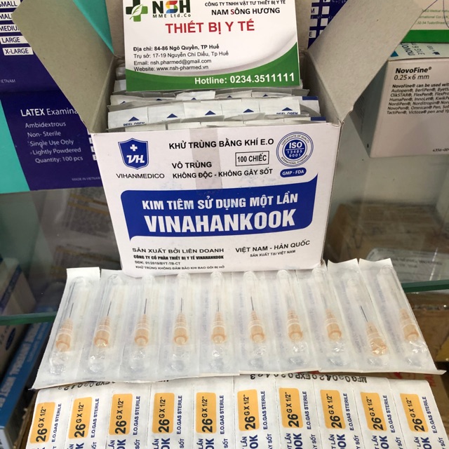 ❤Hộp 100 cây Đầu bơm kim tiêm ép vỉ 26g VINAHANCOOK ĐẦU KIM TIÊM SẠC LẤY THUỐC SỬ DỤNG 1 LẦN 26G của VINAHANCOOK