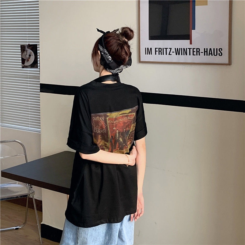 Áo thun cotton ngắn tay dáng rộng thiết kế mới thời trang mùa hè theo phong cách hồng kông năng động