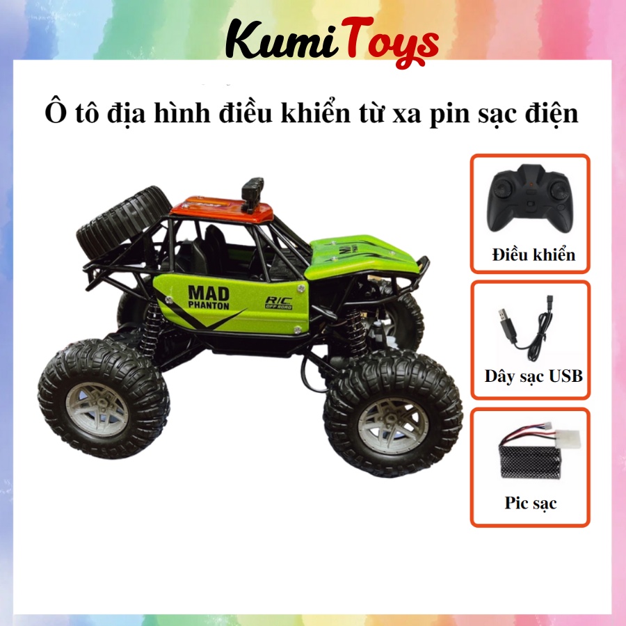 Xe điều khiển từ xa pin sạc điện màu xanh đen cho bé Kumi toys