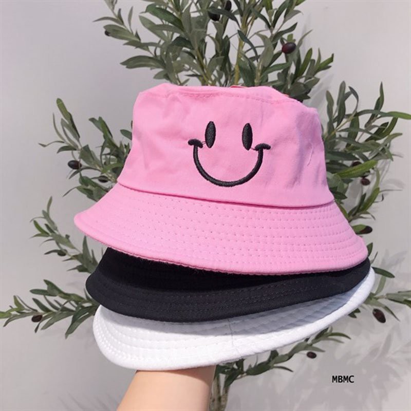 🌸 GIÁ SỈ 🌸 Nón Bucket vành tròn 2 mặt THÊU hoạ tiết MẶT CƯỜI SMILE phong cách Ulzzang form unisex cho nam và nữ