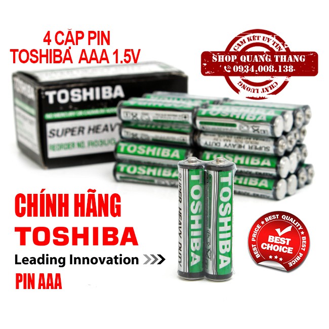 4 cặp Pin tiểu remote Toshiba AAA 1.5V