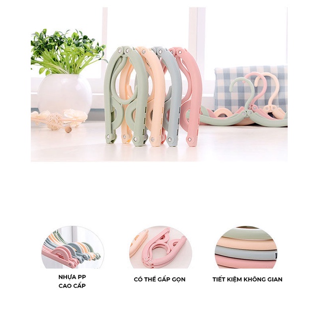 Set 5 Móc Treo Quần Áo Gấp Gọn Thông Minh làm bằng nhựa cao cấp, thích hợp đi cắm trại du lịch, phượt, dã ngoại, câu cá