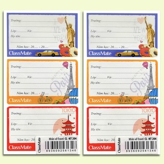 Nhãn vở travel class mate cl-nt204