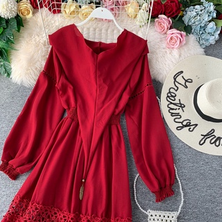 (sẵn) Váy boho đỏ có mũ