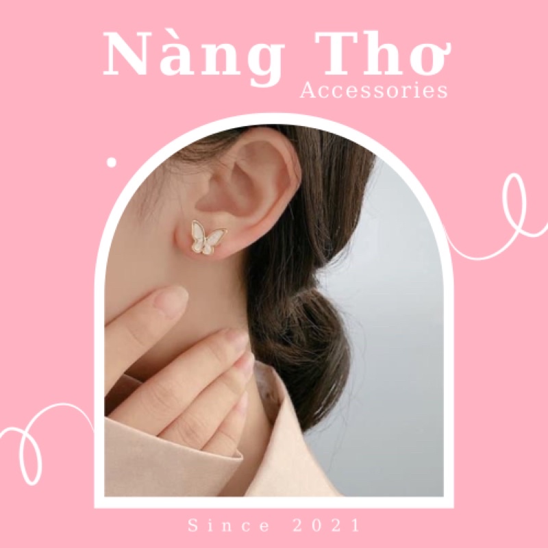 Khuyên tai nữ, bông tai nữ hình bướm đơn Nàng Thơ Accessories