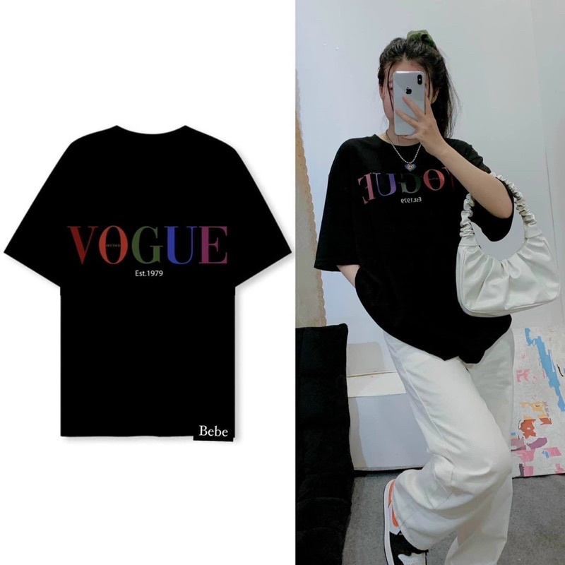 Áo thun cotton trắng đen VOGUE nhiều màu
