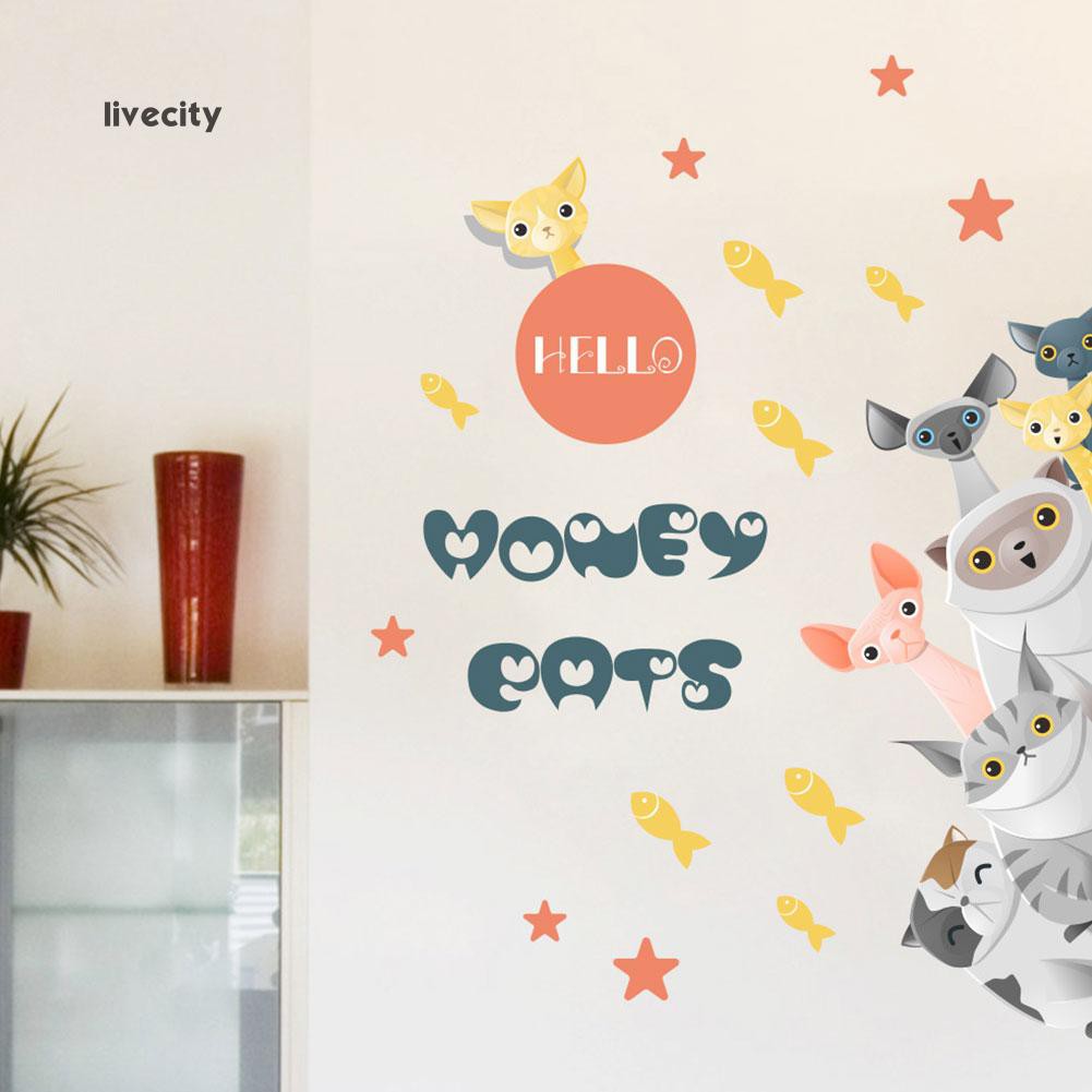 Sticker dán tường hình những chú mèo dễ thương | BigBuy360 - bigbuy360.vn