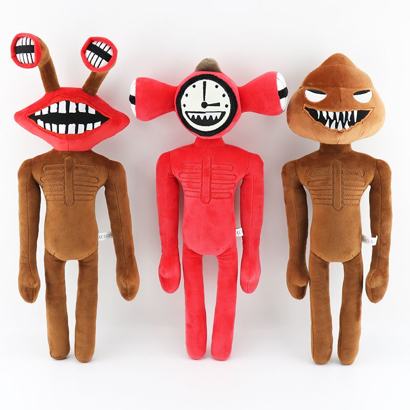 40cm Siren Head Horror Plush Toy Big Mouth Clock Poop Monster Stuffed Doll Kid Gifts