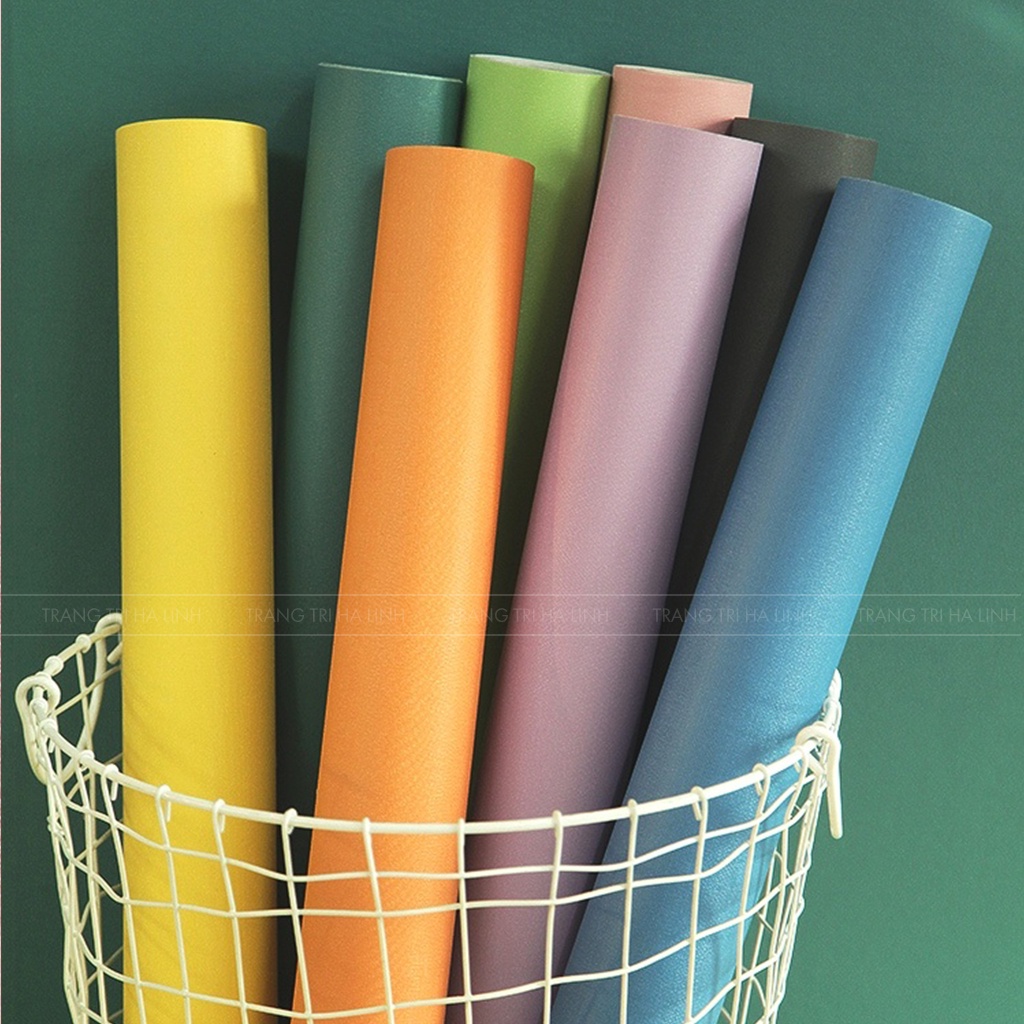Giấy Dán Tường Phòng Ngủ Màu Trơn Pastel Nhám Dài 10M X 45Cm Có Keo Sẵn Bóc Dán Chống Thấm Nước