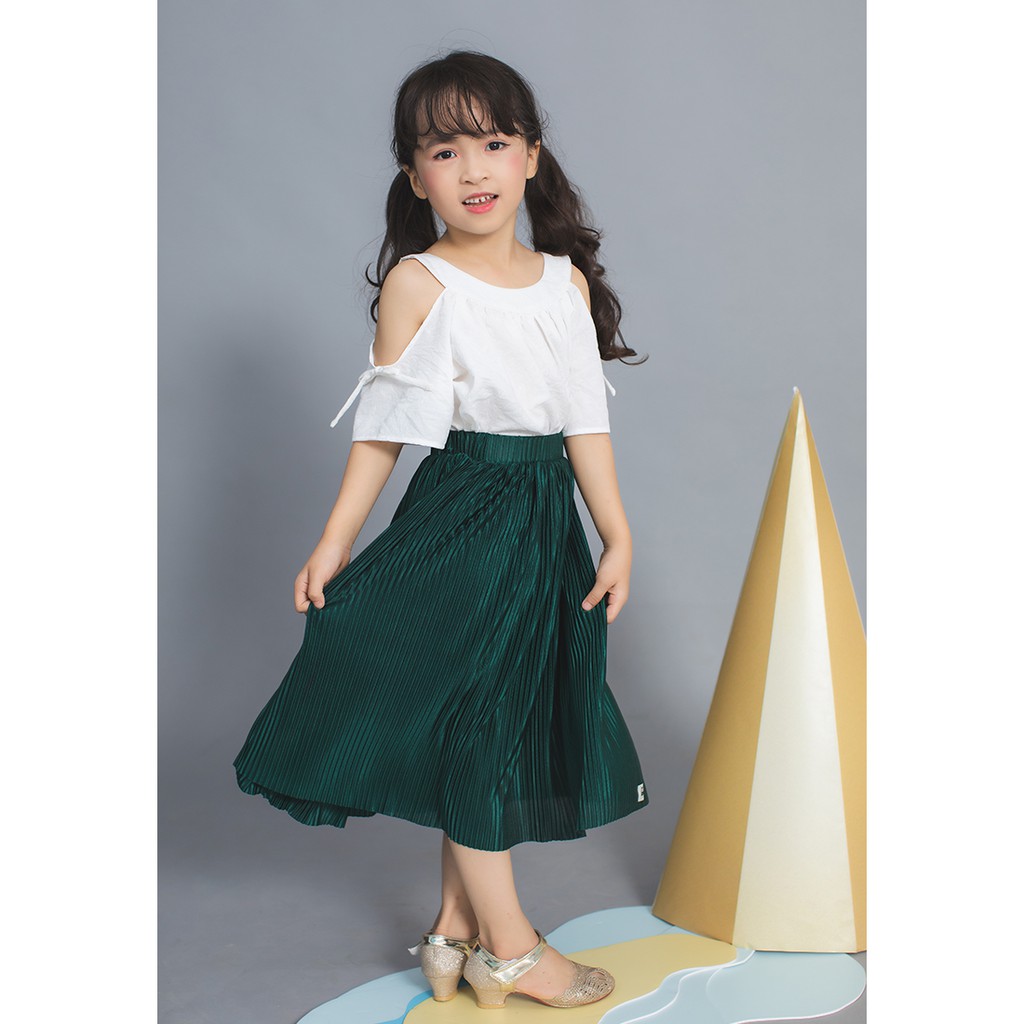 Chân váy Lovekids xếp ly- màu xanh lá LK0334