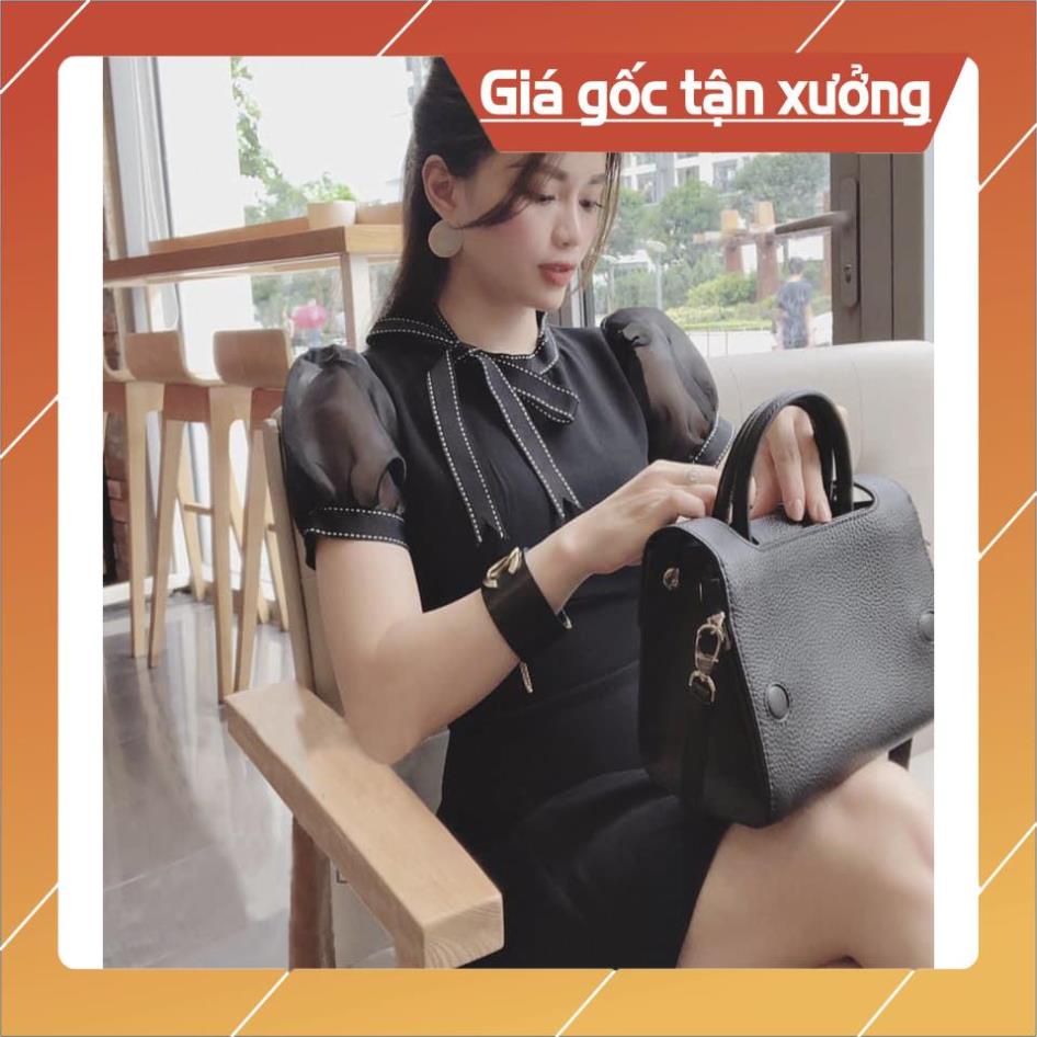 [FREESHIP] Đầm Nữ Dự Tiệc Đen Tay Bồng, Váy Nữ, Đầm Dáng Xoè Sang Chảnh Mey027, liin clothing