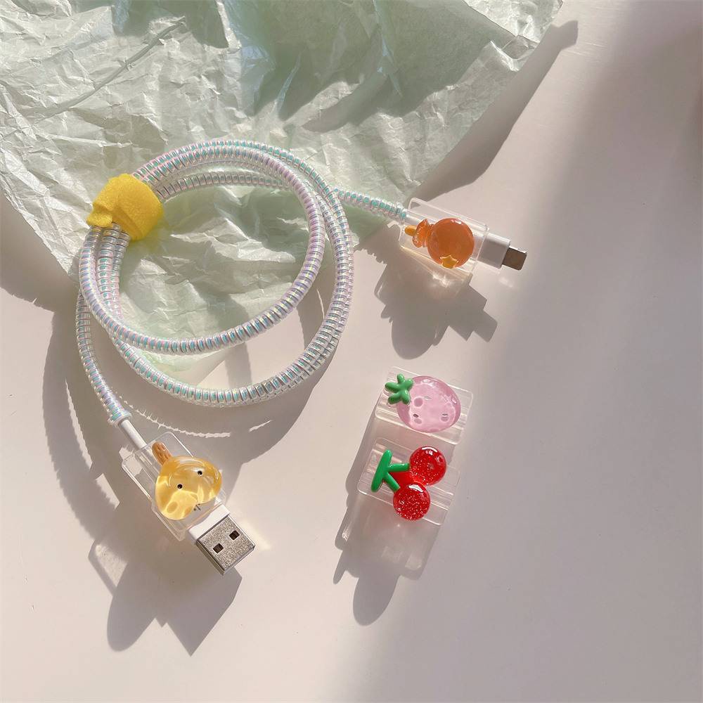 Vỏ Bảo Vệ Dây Cáp Dữ Liệu USB/C Thiết Kế Hoạt Hình 3D Bằng TPU Mềm Trong Suốt