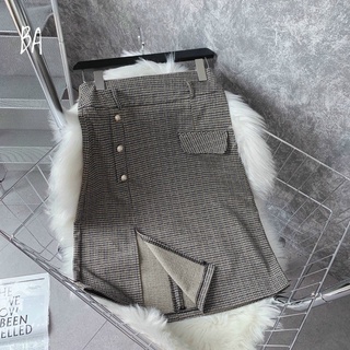 Chân váy dạ kẻ style hàn quốc