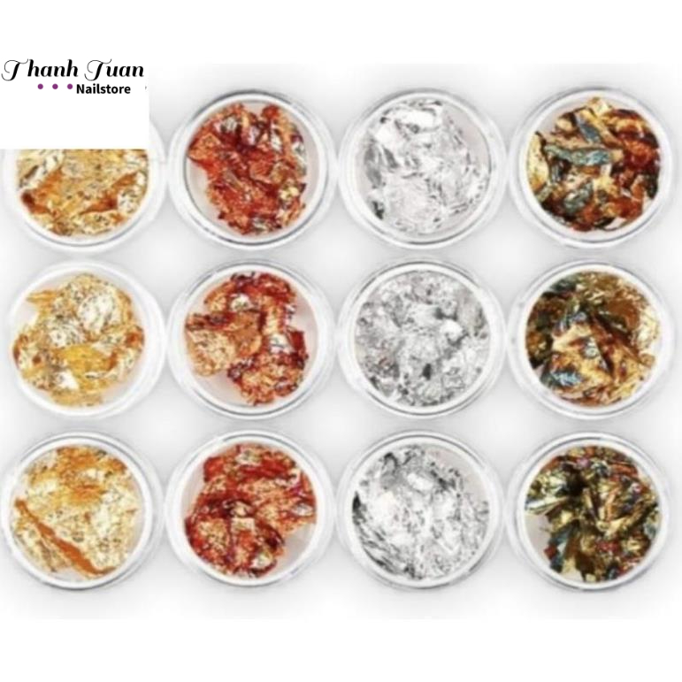 Giấy nhún nail 4 màu-12 hũ/set ( phụ kiện làm nail )  - Phụ kiện đồ nail