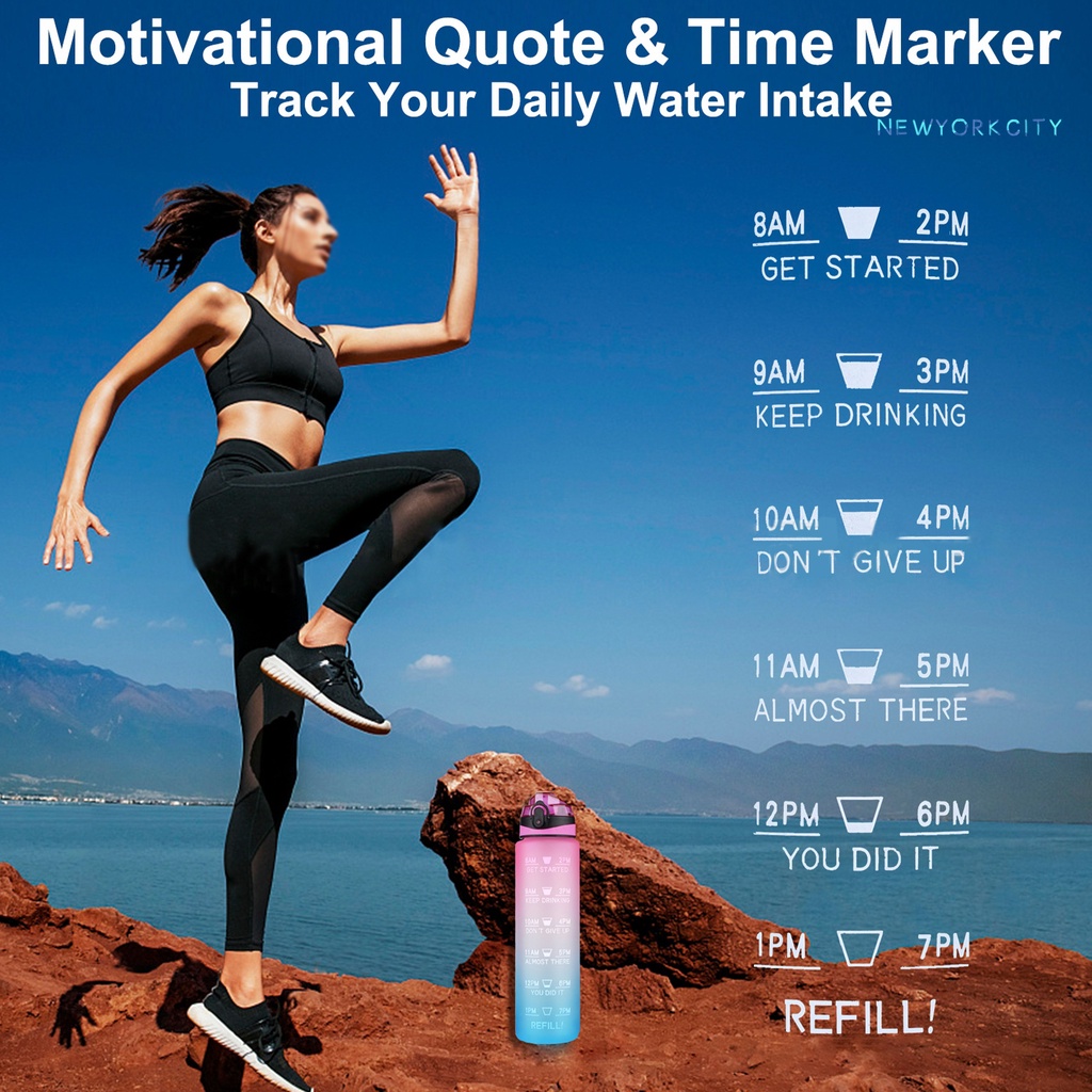 Bình Nước Trong Suốt Miệng Rộng Dung Tích 1L Tiện Dụng Cho Hoạt Động Ngoài Trời