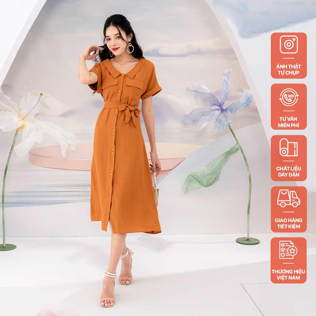 Váy SM túi ngực cam HM