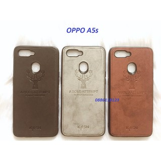 Ốp lưng giả da Oppo A5S họa tiết hươu sang trọng Chất Mịn