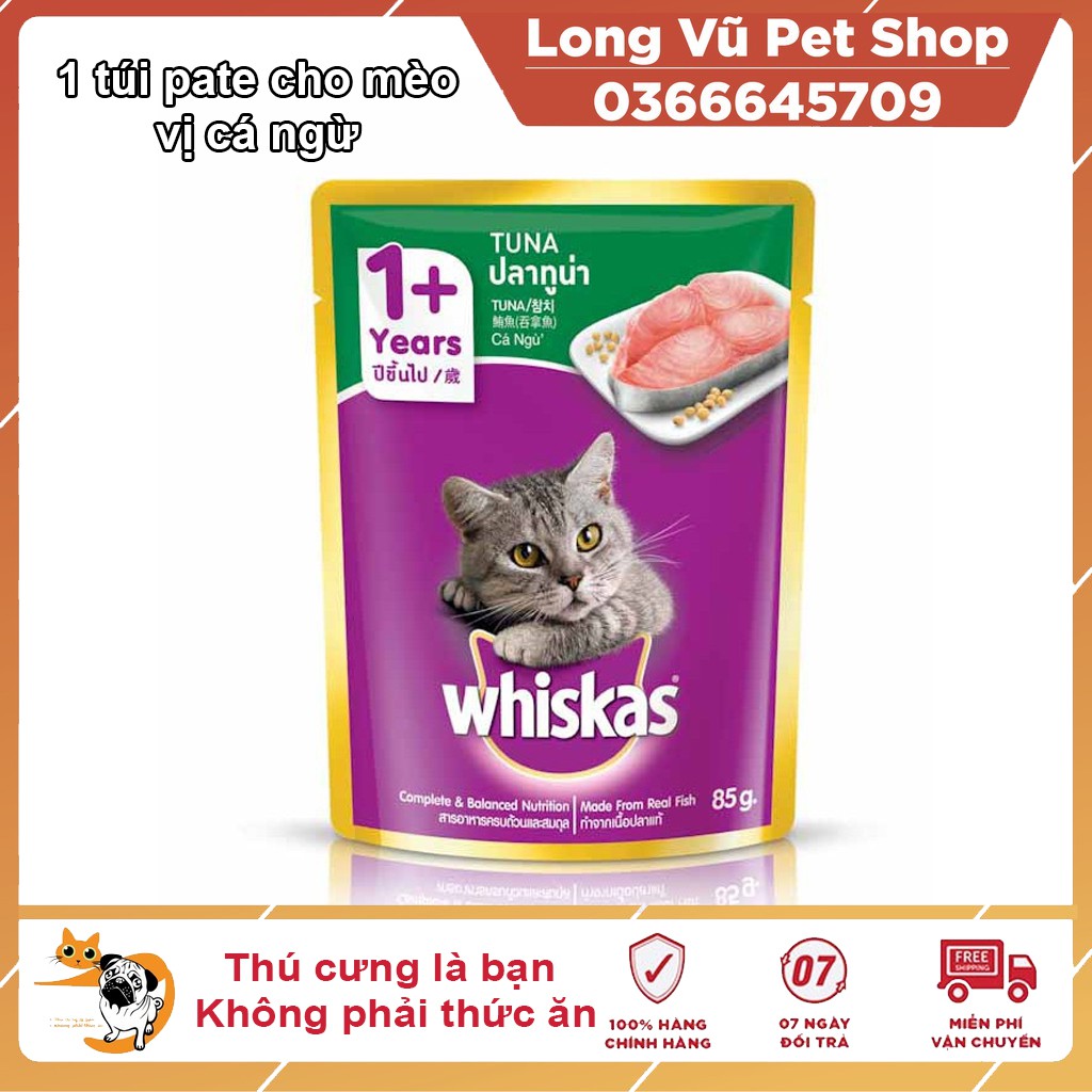 Thức ăn mèo Whiskas vị cá ngừ dạng túi 85g