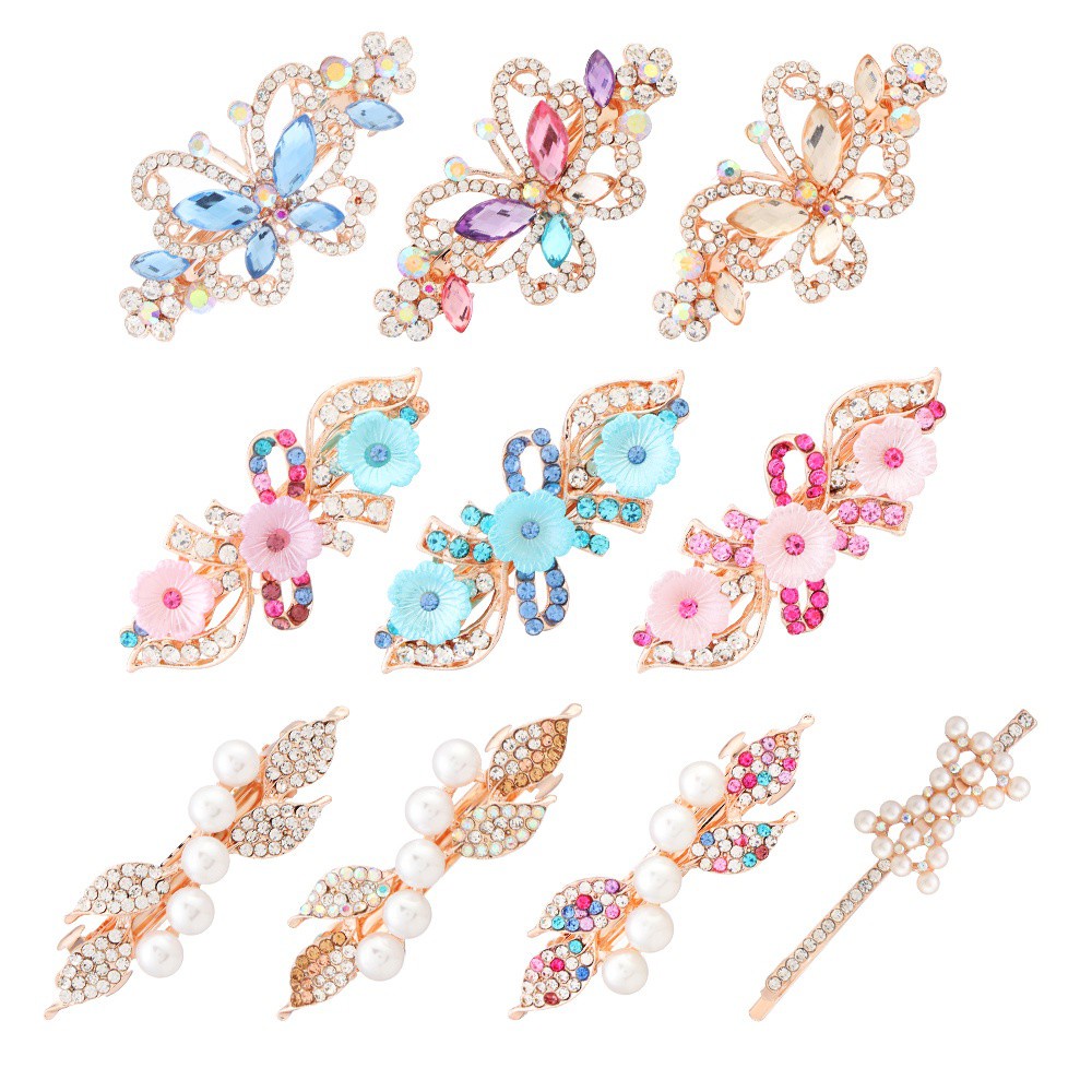Kẹp Tóc Hình Hoa Và Bướm Đính Ngọc Trai Thời Trang Cho Nữ