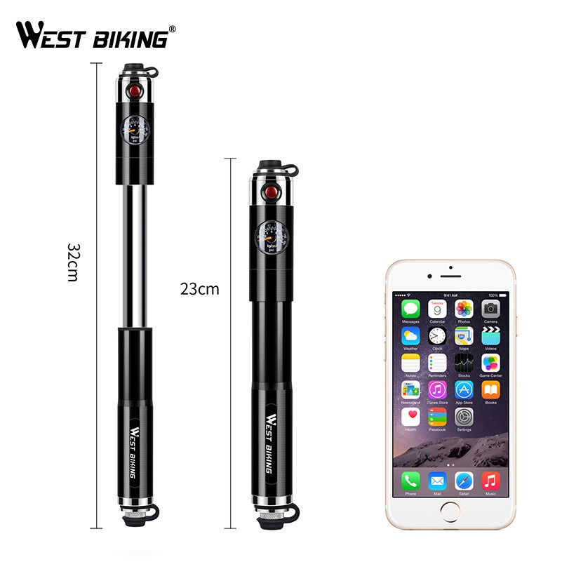 Ống Bơm Hơi Xe Đạp Mini Cầm Tay Có Đồng Hồ Đo Áp Suất