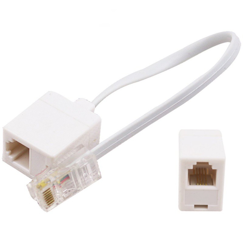 2 socket 8P4C / RJ45 male RJ11 6P4C to female M / F Adapter telephone