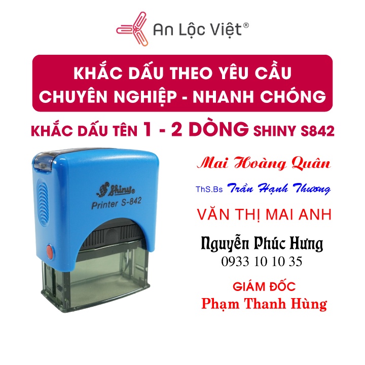 Khắc dấu tên 1 dòng - 2 dòng theo yêu cầu SHINY S842 (14x38mm)