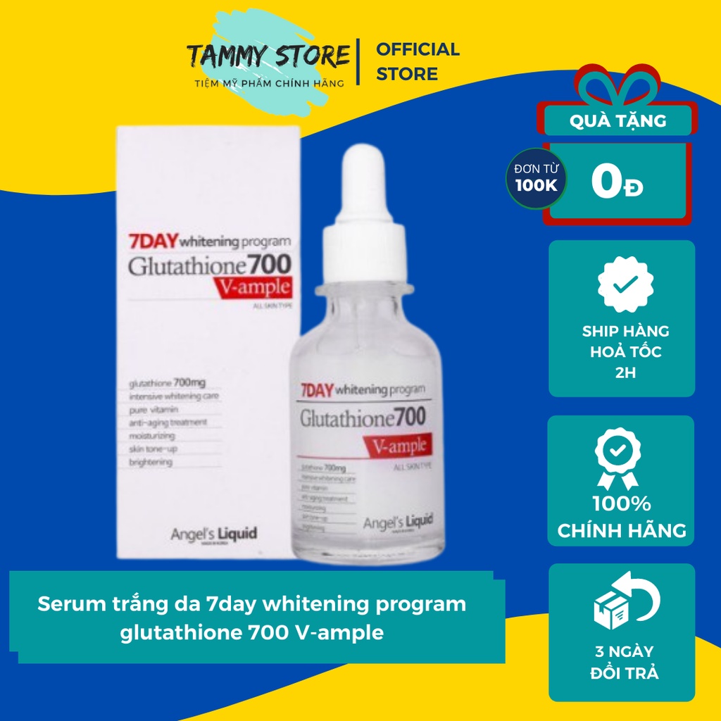 Serum trắng da 7day whitening program glutathione 700 V-ample