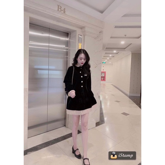 VÁY NHUNG PHỐI BÈO DÁNG SUÔNG