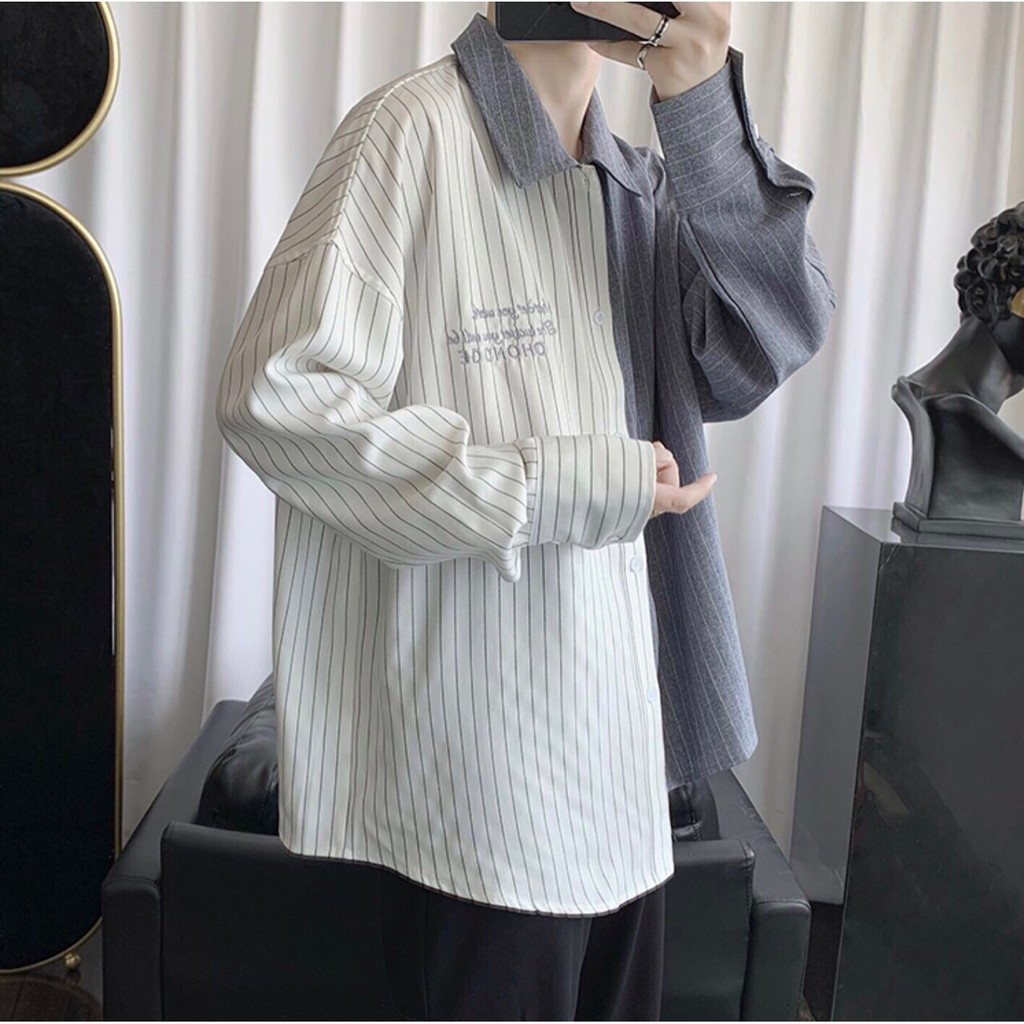 Áo sơ mi khoác ngoài form rộng - somi nam nữ oversize phối 2 màu - 2N Unisex