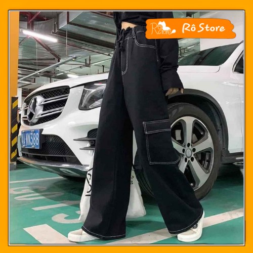 [Video - Ảnh Thật] Quần Ống Suông nam nữ Dập Chỉ Nổi Giả Jeans Cực Tôn Dáng RÔ STORE QD05