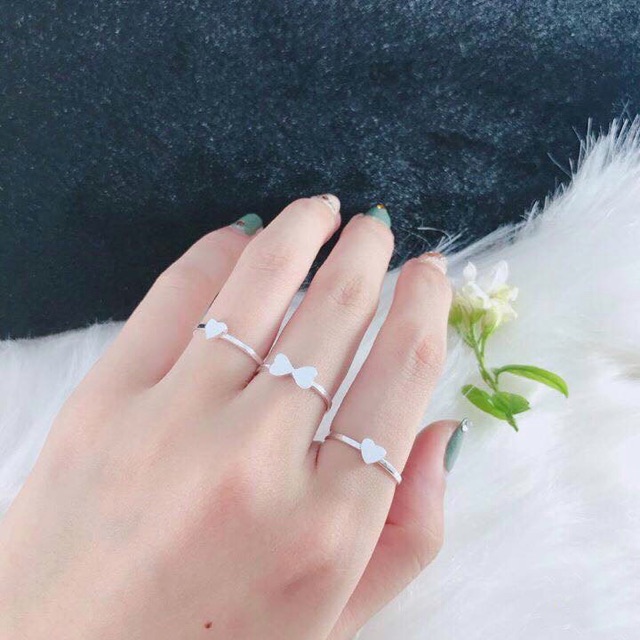 Set Nhẫn Bạc 3 in 1 ⚜️FREESHIP⚜️ Set Nhẫn Nữ Đẹp Bạc Thật