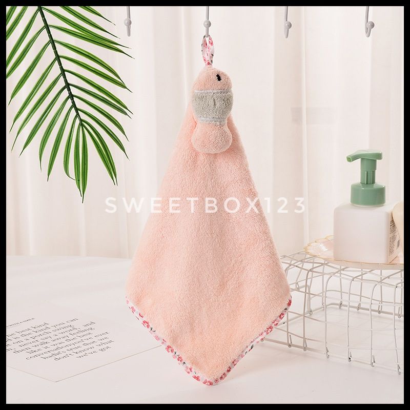 Khăn Lau Tay Nhà Bếp Phòng Tắm Có Móc Treo Thấm Hút Cao Tông Pastel Hình Cá