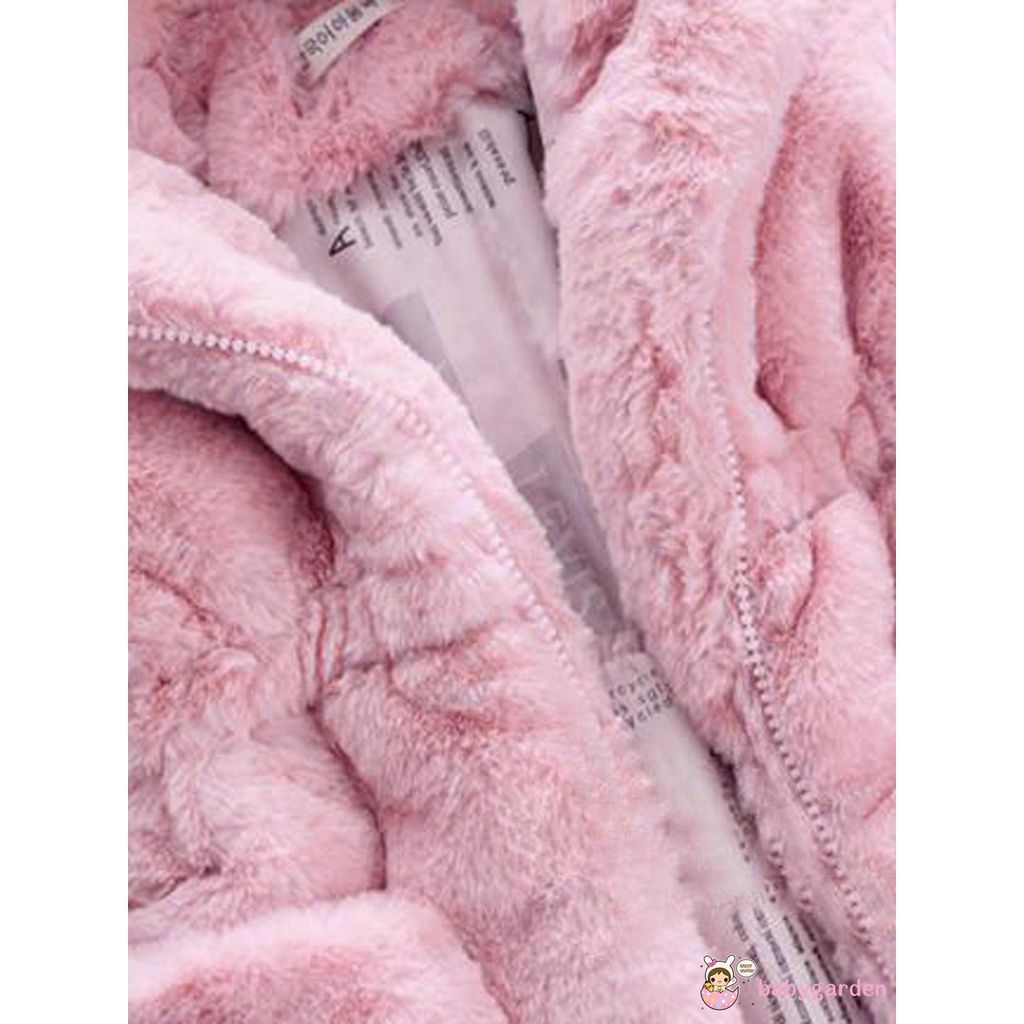 Áo Khoác Lông Dày Tay Dài Có Khóa Kéo Cho Bé Gái Mùa Đông