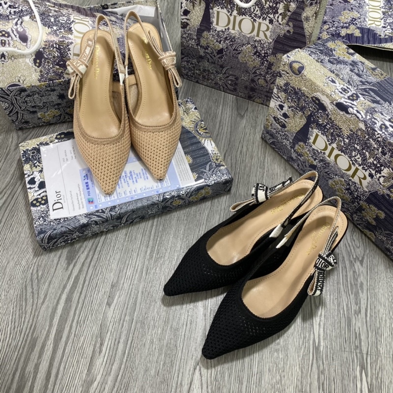Sandal cao gót mũi nhọn vải ren cao cấp 2 màu