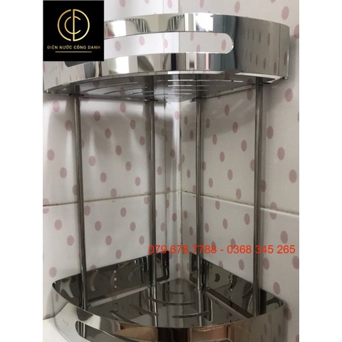 Kệ góc nhà tắm 2 tầng inox 304
