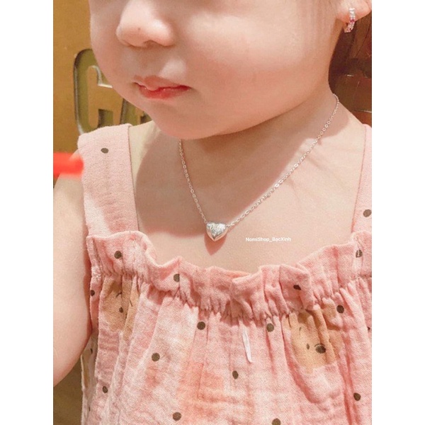 Dây chuyền tim bạc ta khắc tên theo yêu cầu, xinh xịn rẻ Mainomi Shop Bạc Xinh